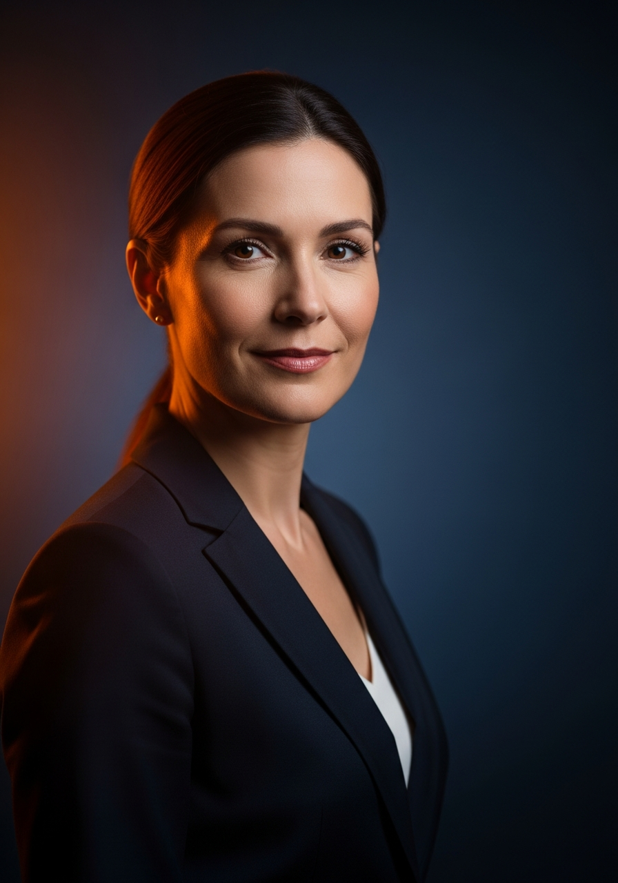 Retrato de líder de negócios transmitindo confiança e autoridade em operações de performance