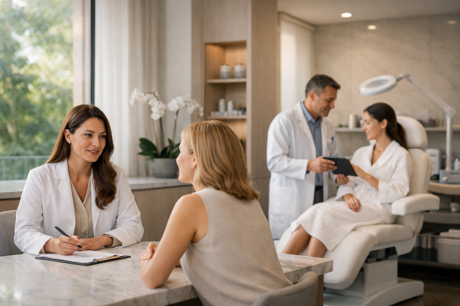 Contexto visual de clínica estética premium em Brooklin, São Paulo