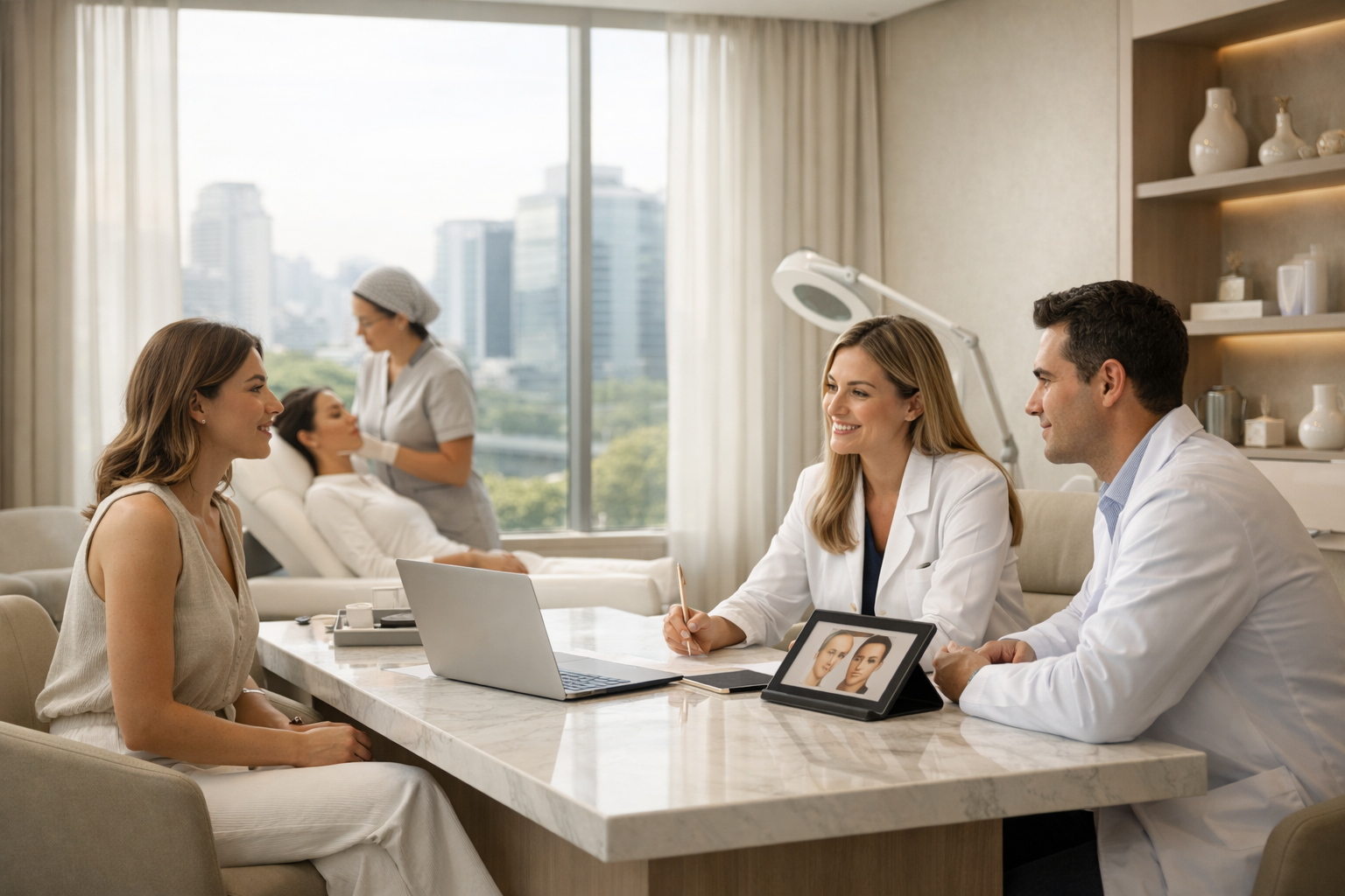 Contexto visual de clínica estética premium em Faria Lima, São Paulo