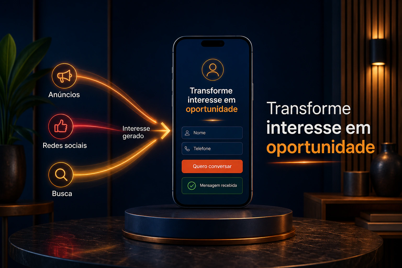 Conceito de página de aquisição transformando interesse em oportunidade