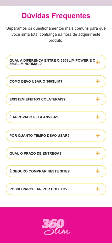 Dúvidas frequentes no celular, com as oito perguntas em uma coluna e o começo do rodapé magenta