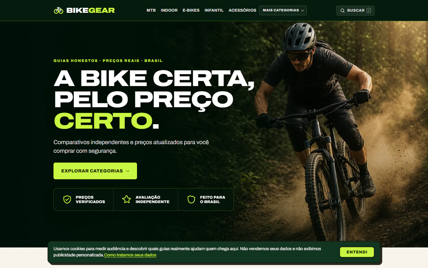 Portal BikeGear com guias, comparativos e conteúdo sobre bicicletas e equipamentos