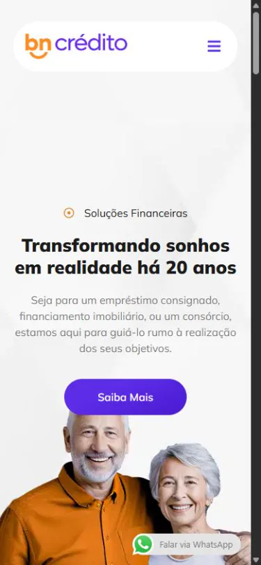 Versão mobile do projeto BN Crédito