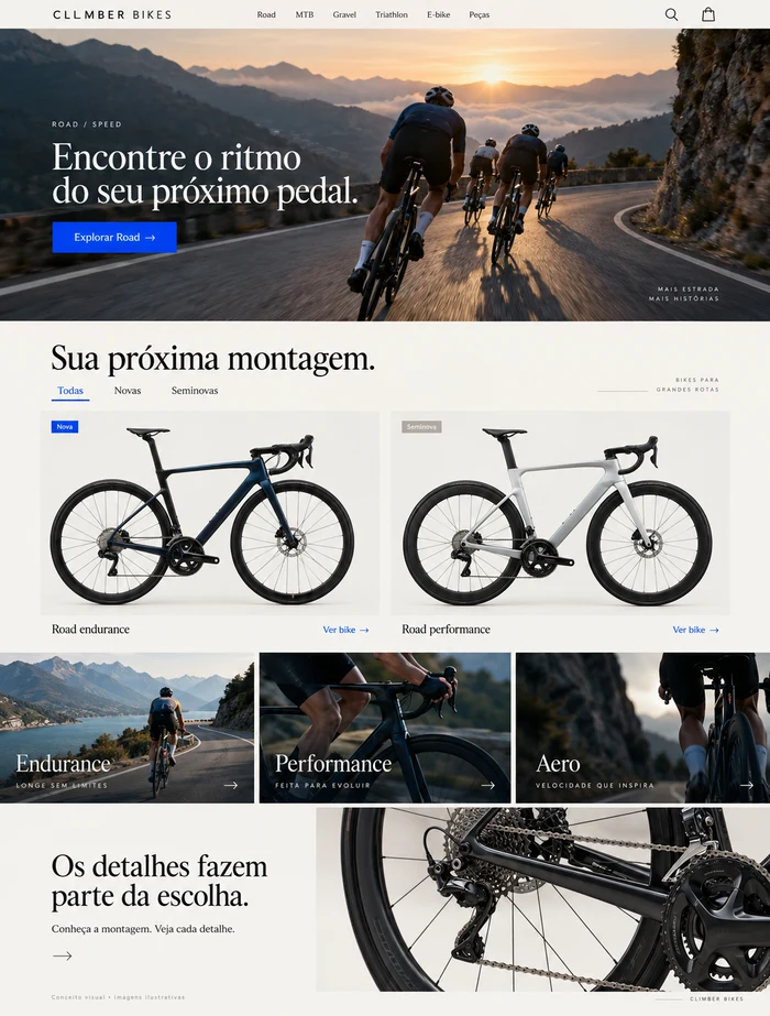 Conceito original da experiência Road de ciclismo de estrada