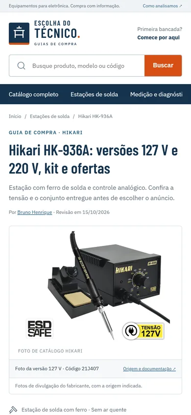 O topo da mesma ficha no celular, com o título, a data de revisão, a foto de catálogo e a legenda que identifica a versão e o código da foto