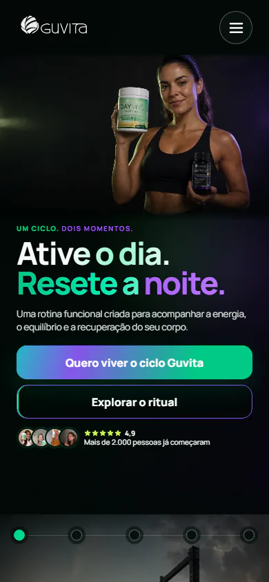 Versão mobile da landing page Guvita Ciclo 24h