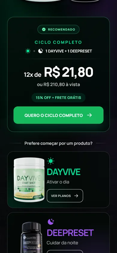A oferta no celular, com o cartão do kit primeiro e os dois produtos em cartões de largura inteira