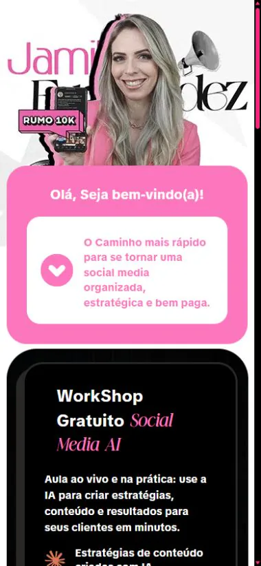 Versão mobile do projeto Jamile Fernandes · Link Bio
