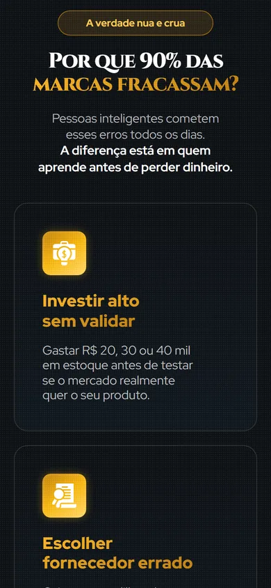 A mesma seção no celular, com o título, o subtítulo e o card Investir alto sem validar inteiro, em uma coluna