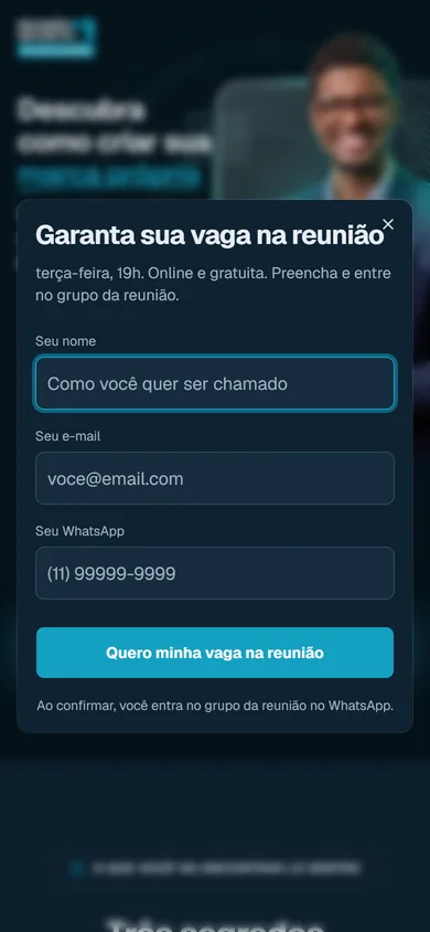 O mesmo formulário no celular, ocupando quase toda a largura, com campos altos para o toque