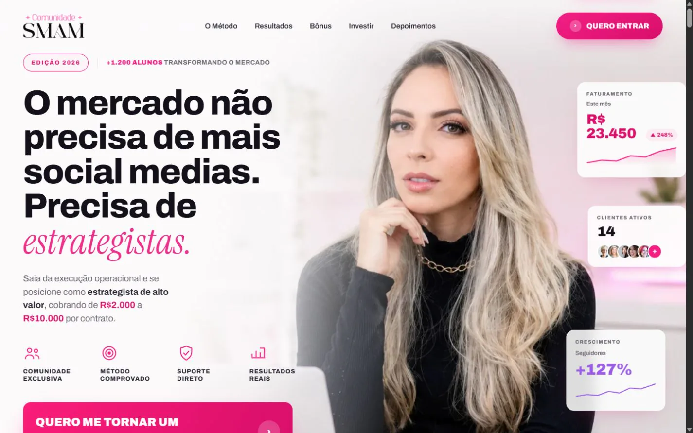 Ecossistema Social Media Acima da Média com conteúdo, posicionamento e ofertas para profissionais de Social Media